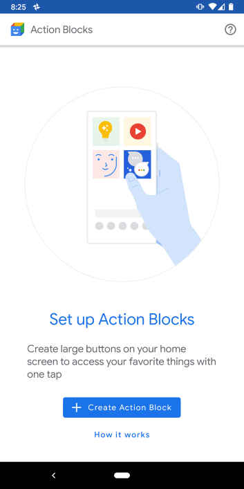 Screenshot of Google Action Blocks Acessiblity Option