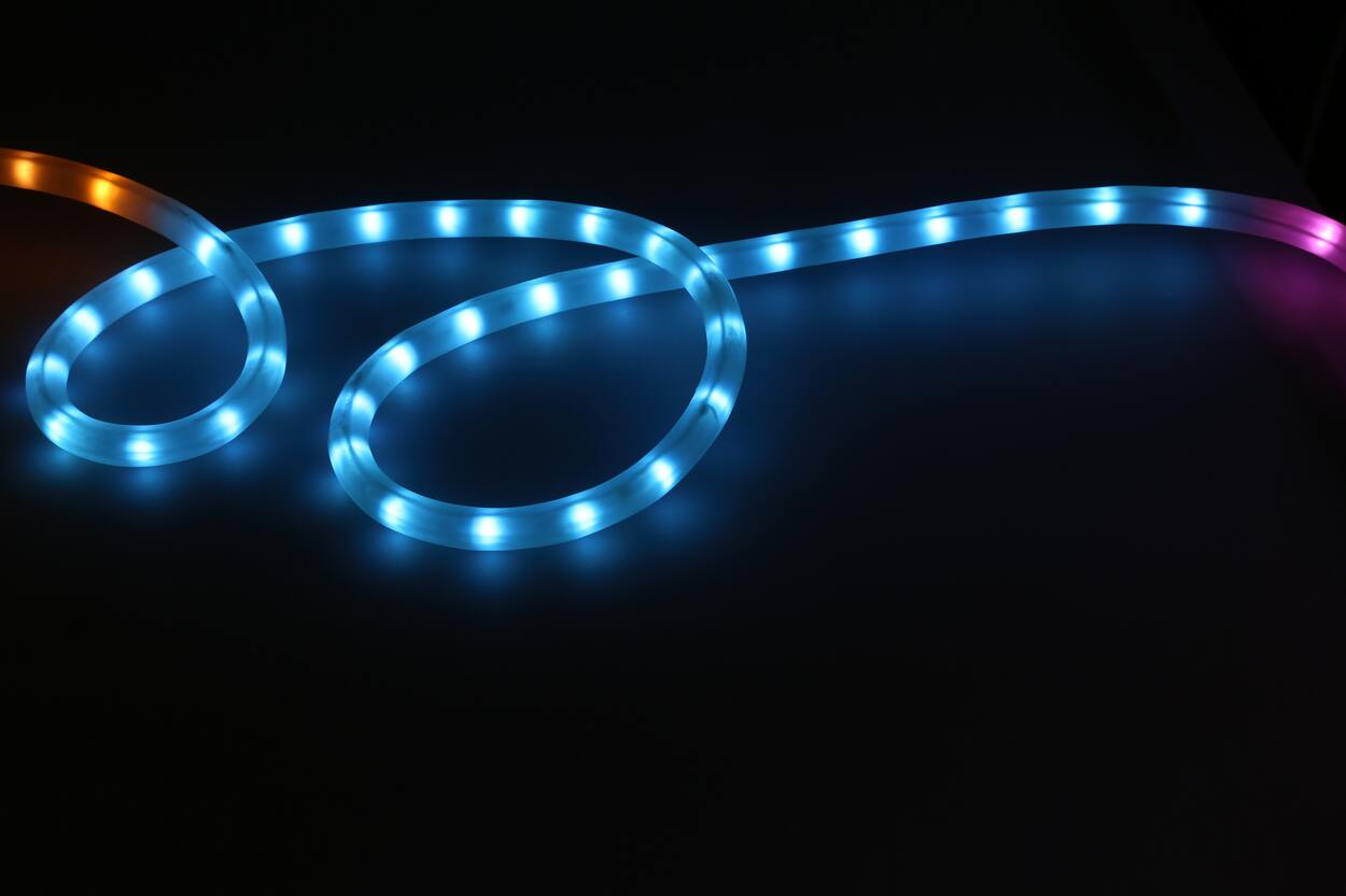 blue led strips with curls