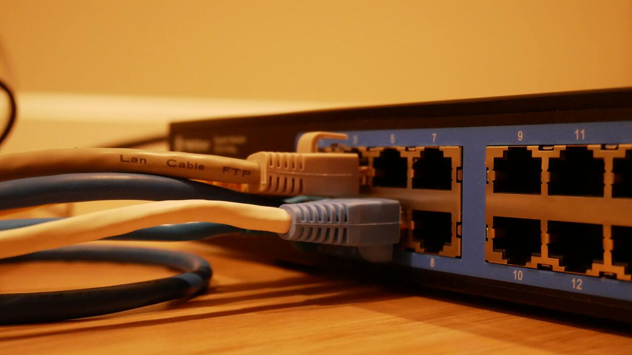 Ethernet cable connected to an internet router