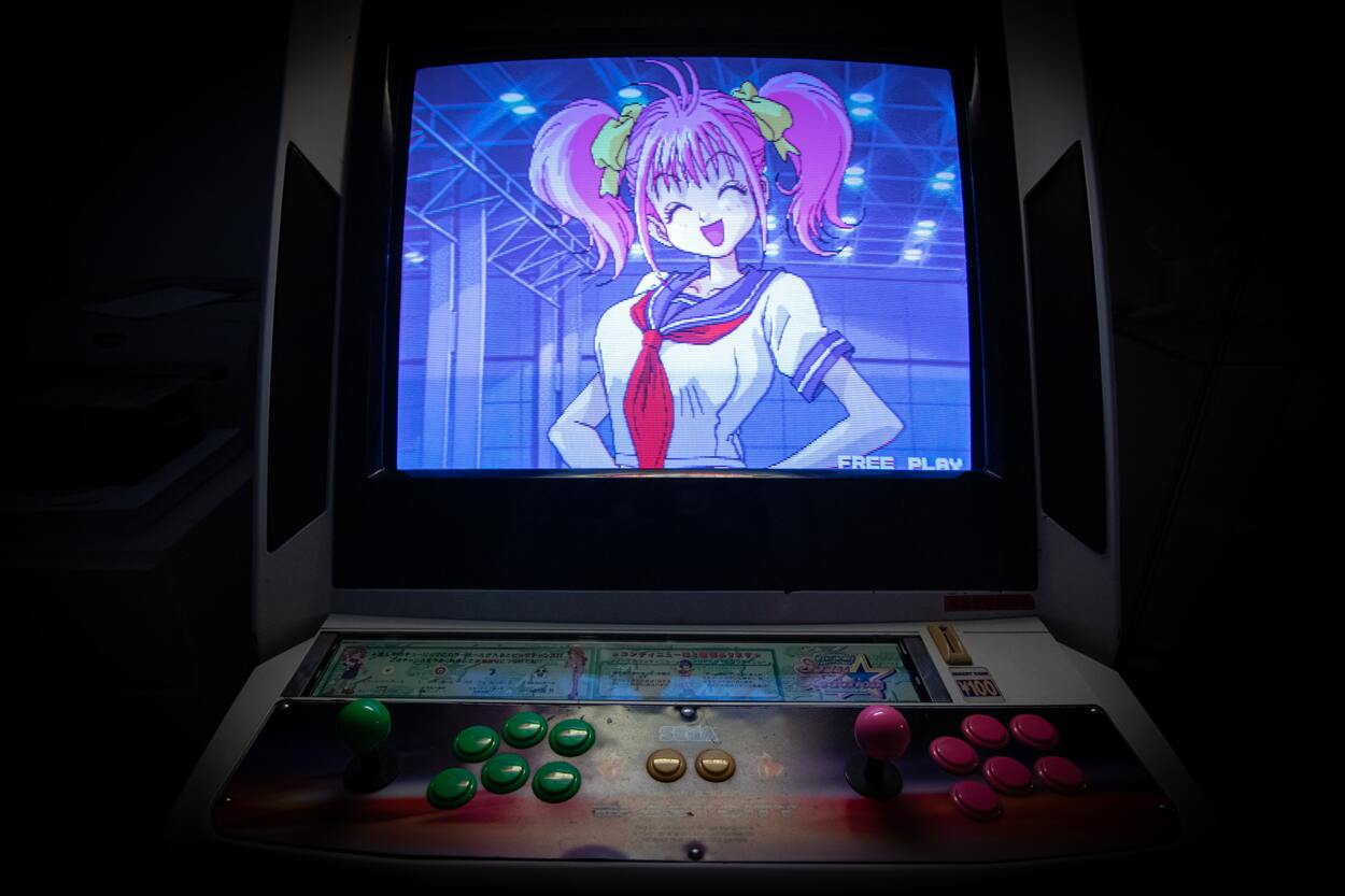 An Anime Game played with joystick in an Arcade