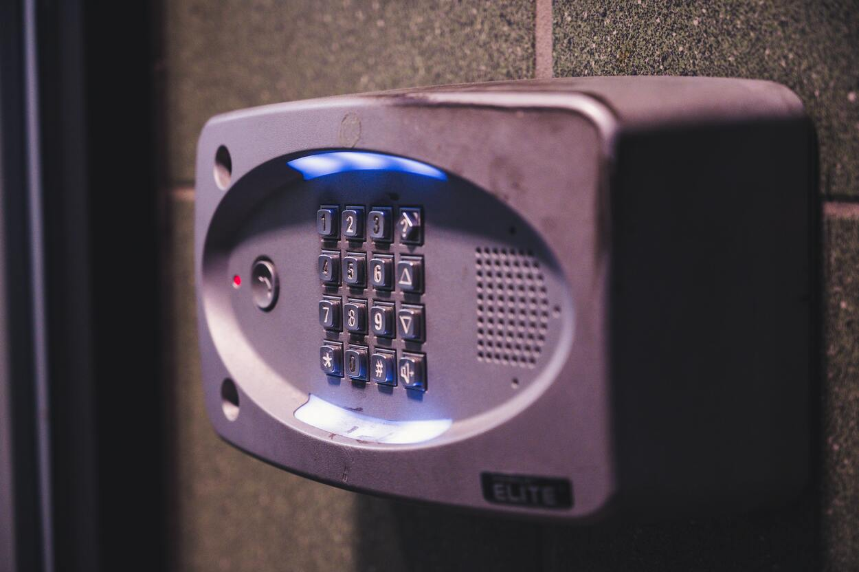 A close-up of a security system for your door