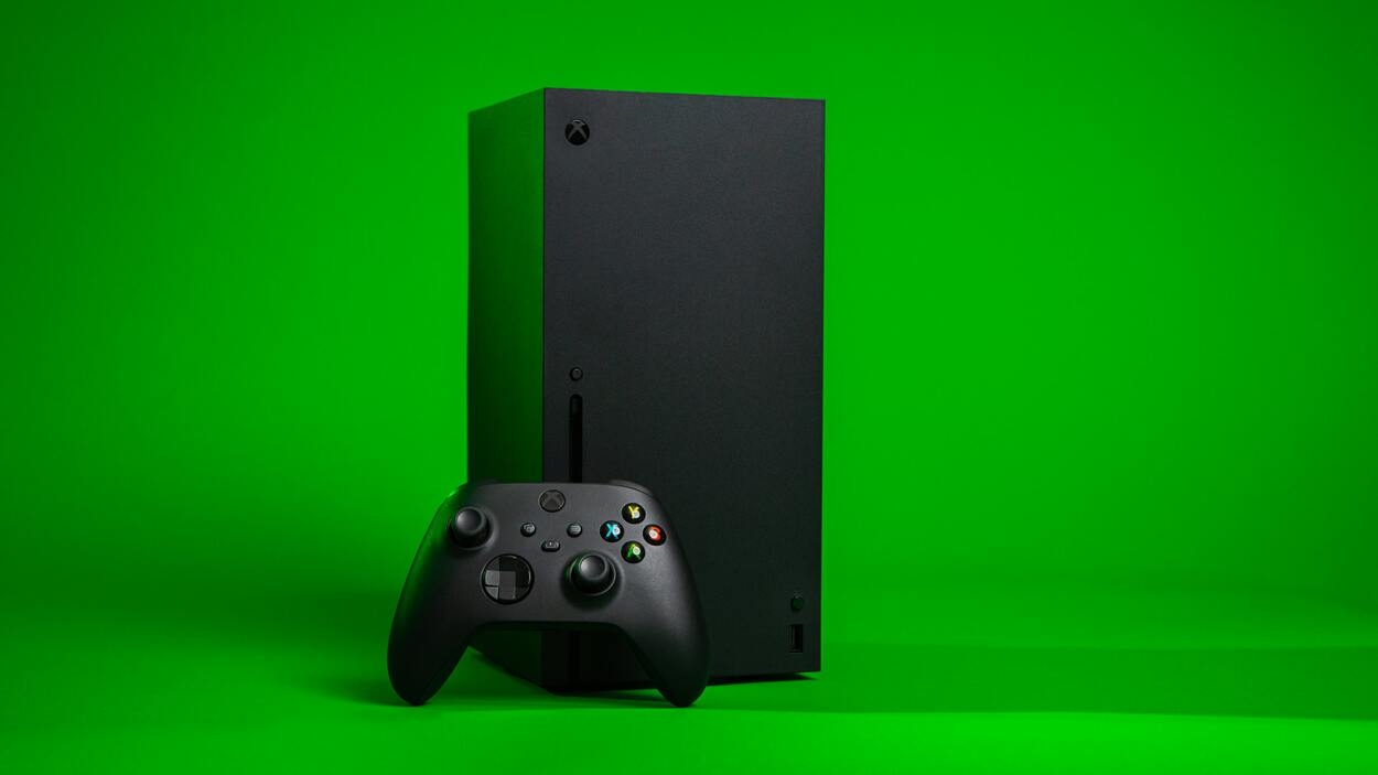 Black Xbox with green background