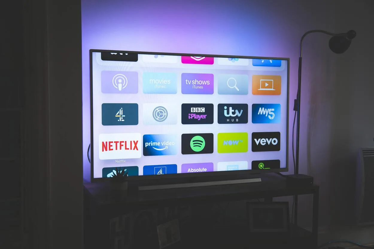 Smart TV with streaming services on the screen