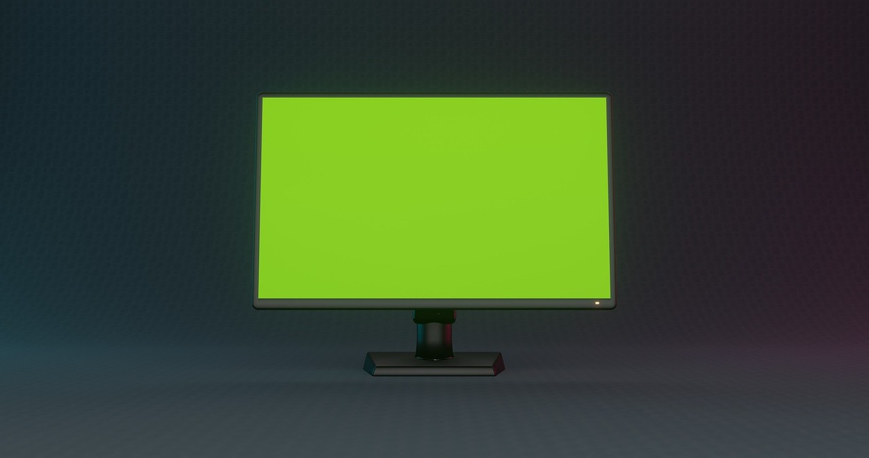 Green screen glitch on a monitor.