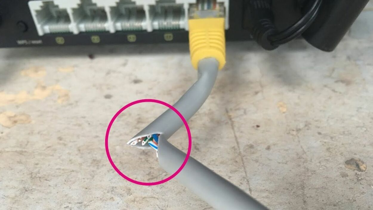 Damaged LAN cable.