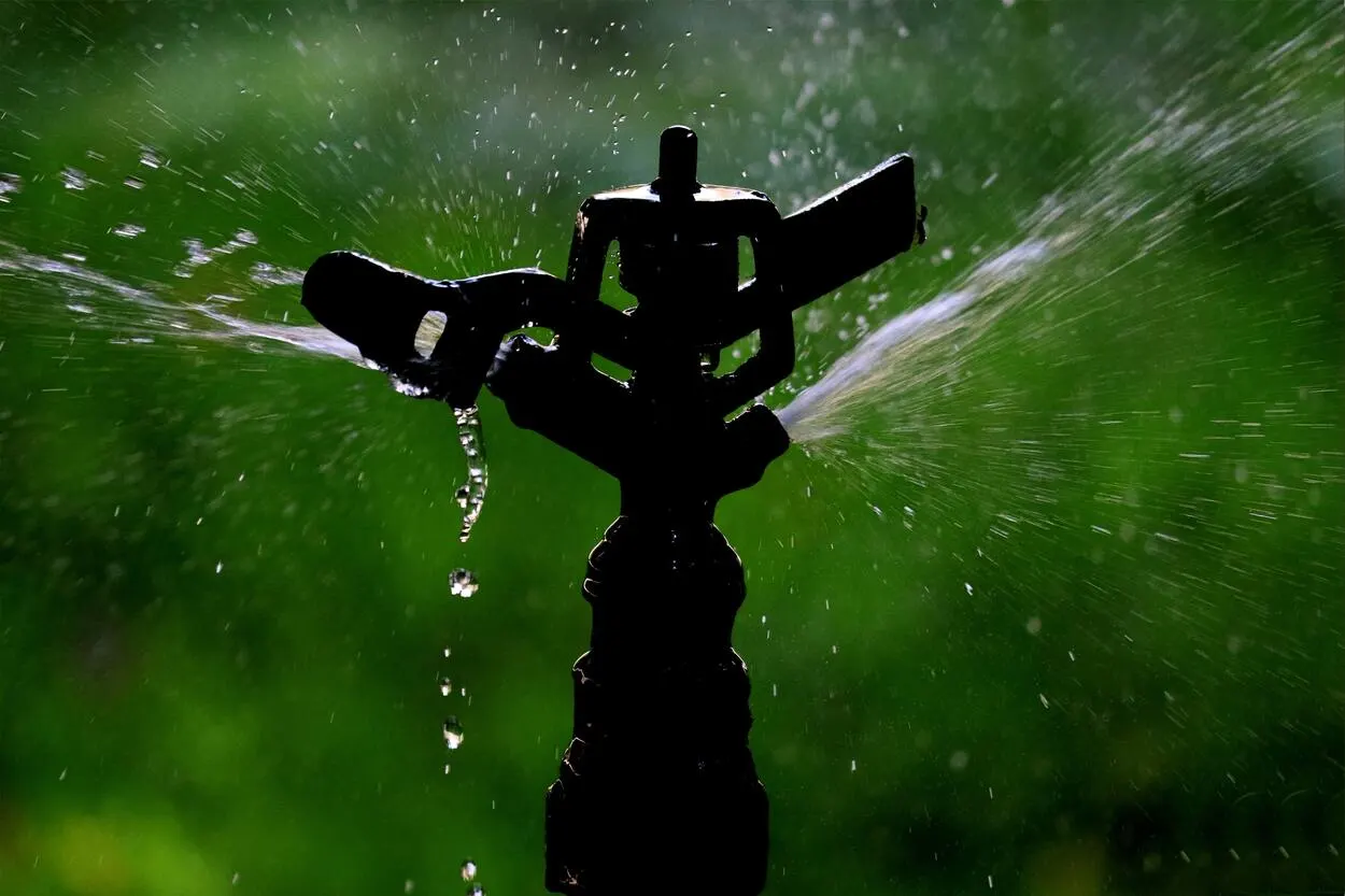 Close up shot of a water sprinklers