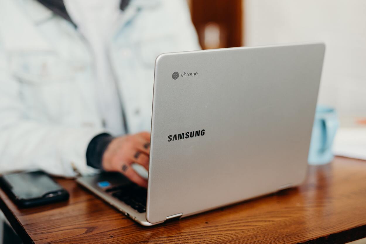  A person using a Samsung laptop 