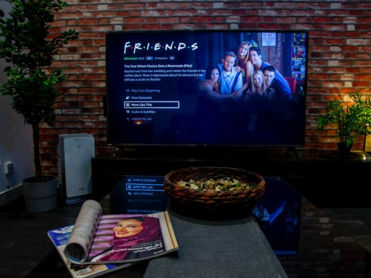 A TV displaying Friends on Netflix