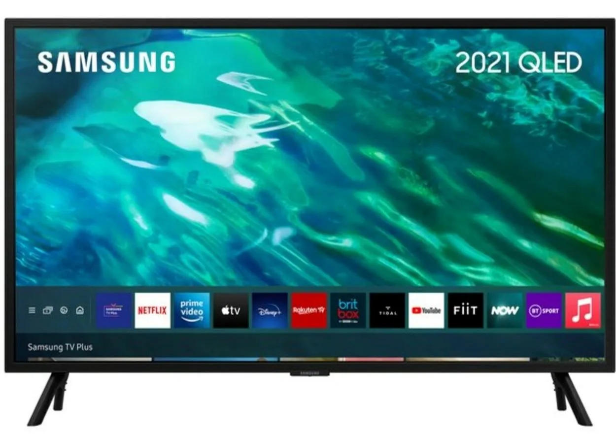 Illustration of a Samsung Smart TV with the voice recognition feature turned off, 