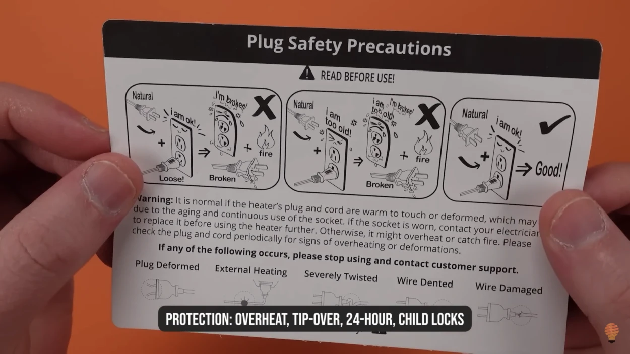 A person looking at the Plug Safety Precautions of Govee Smart Heater