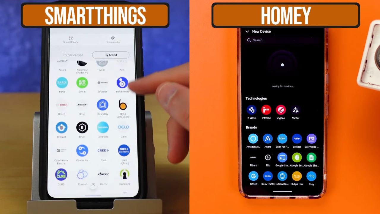 Smartthings and Homey apps side by side