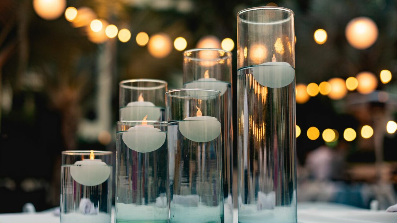 A centerpiece is a central decorative object, often flowers, candles or fruit, and is an important part of the wedding reception decoration.