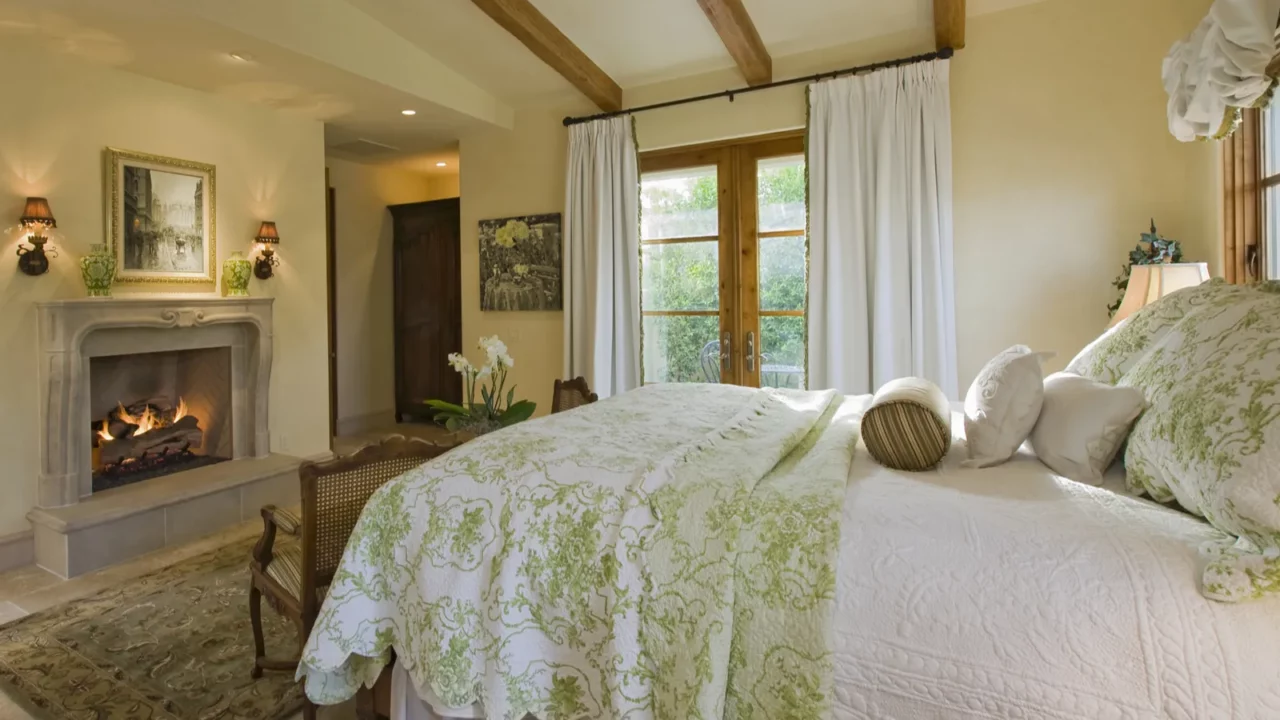 bedroom with fireplace