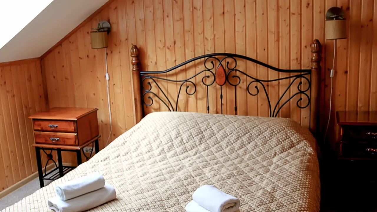 simple interior in country style in a wooden house modern