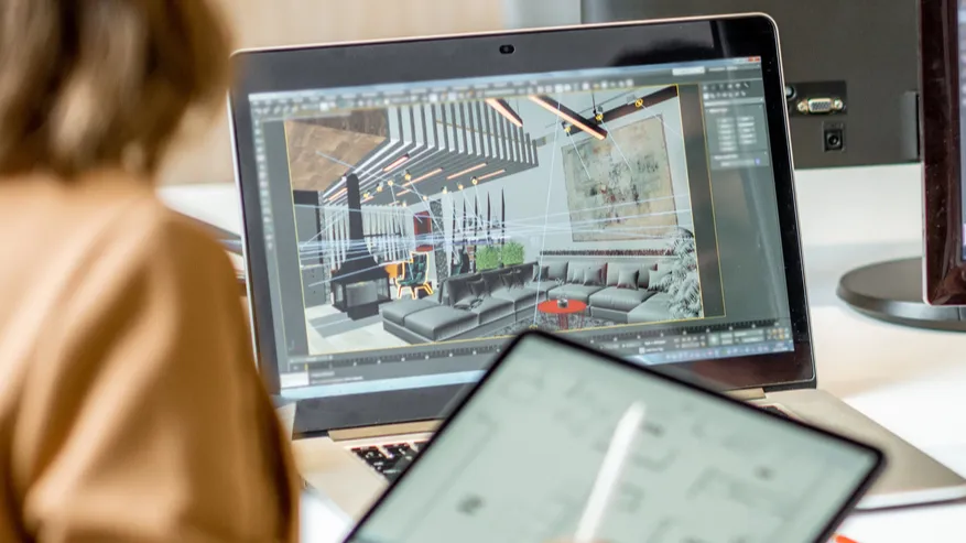 two interior designers working in the office