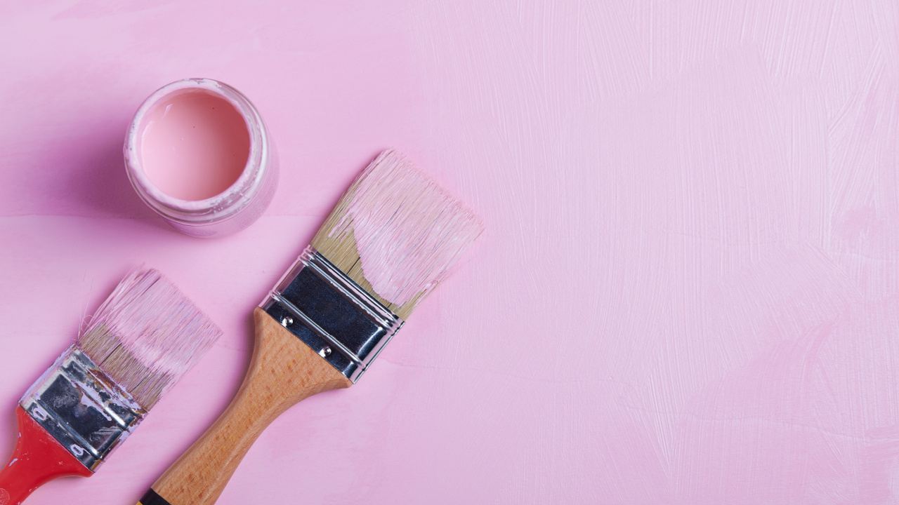 Pink paint with brush