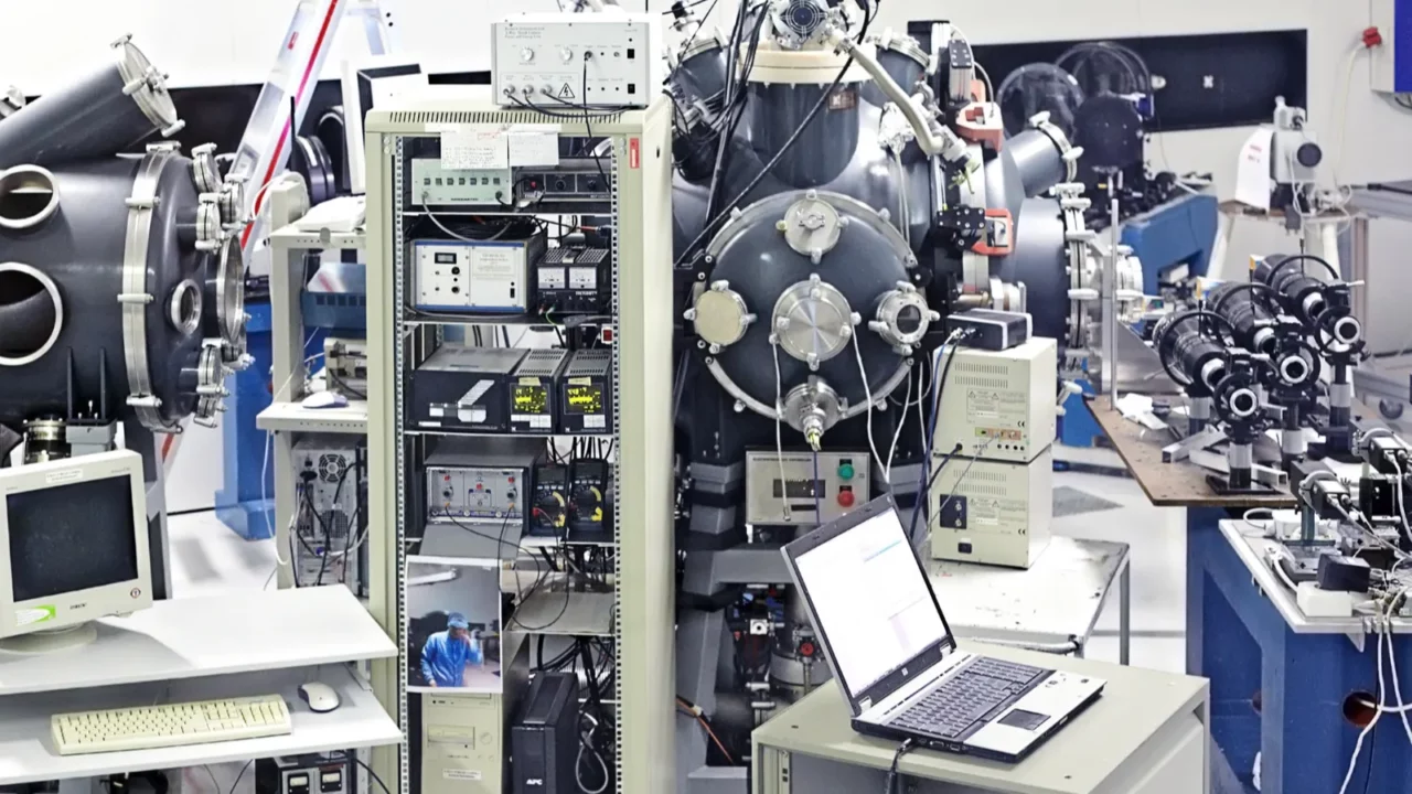 room with interaction chambers at pals laser system prague