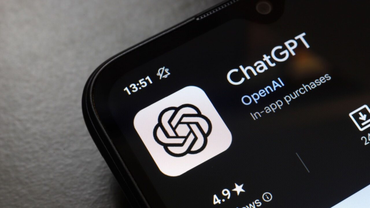 A logo of ChatGPT displayed on a smartphone screen.
