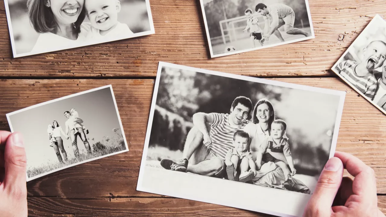 family photos in hands