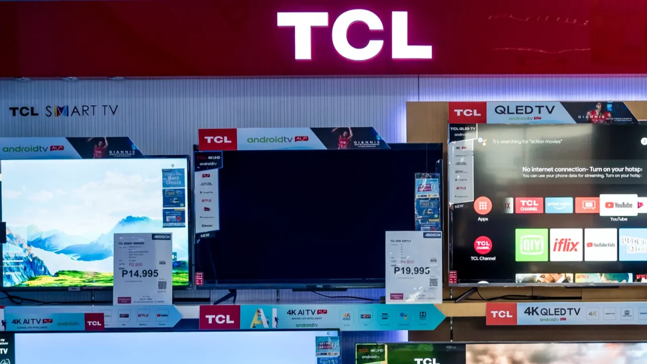 TCL TVs displayed in a store.