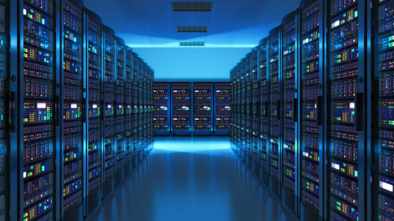 Server room interior in Datacenter.
