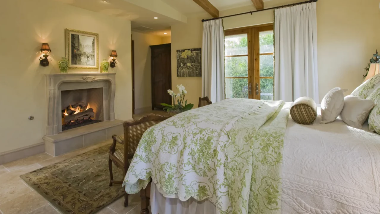bedroom with fireplace