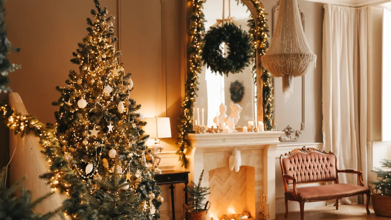luxury cozy and warm christmas room interior design xmas tree
