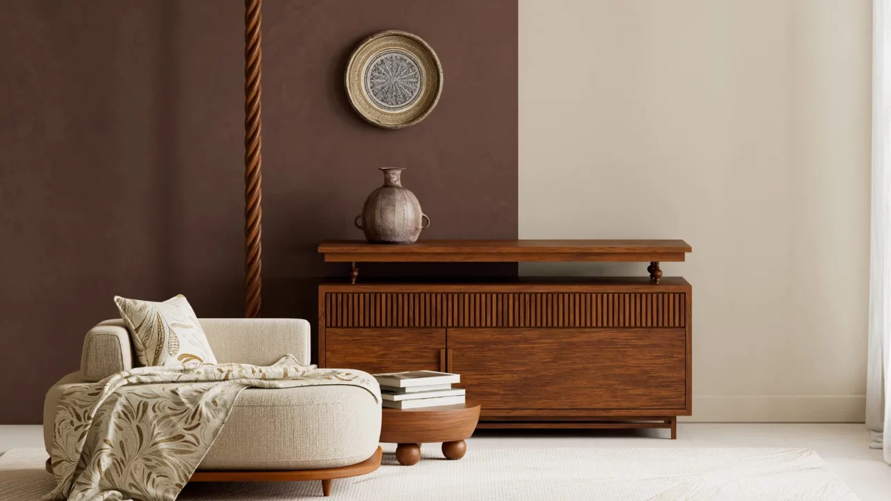 a spacious and serene interior where negative space neutral fabrics