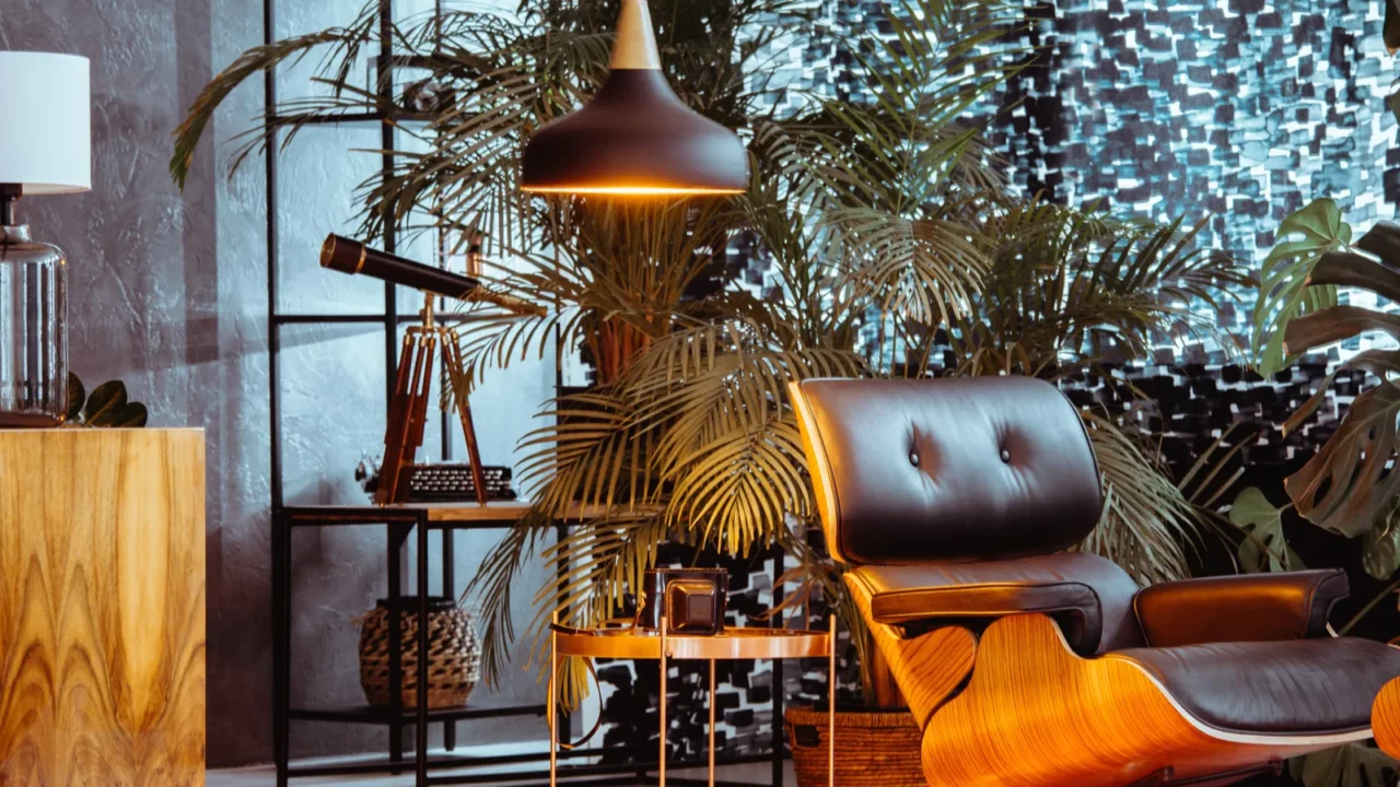 vintage room with copper table